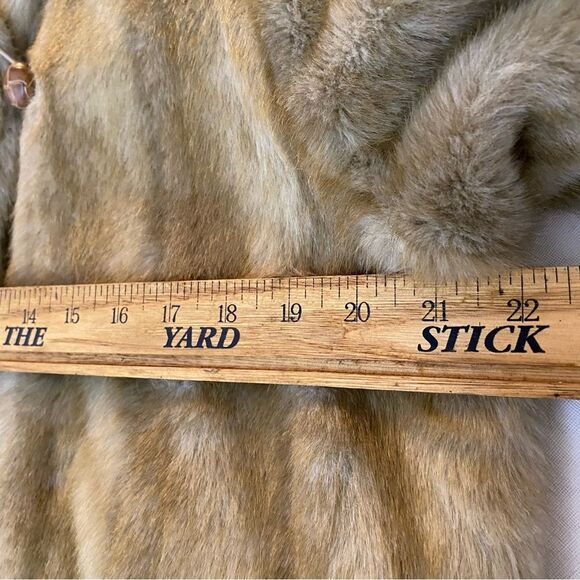 Vintage HELENA VERA Coat Faux Fur V-Neck Pockets European Women M 38 Brown Beige - Picture 7 of 15